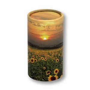 A sunflower themed scattering keepsake